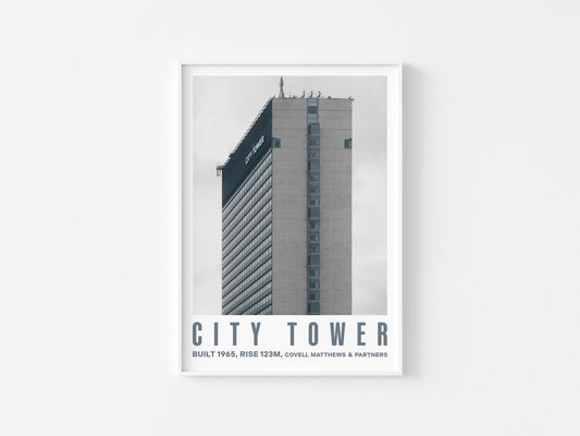 City Tower Print (A3/A4) - Greater Manchester, UK - Modernist / Brutalist / Mid-Century / Architectural / Travel / Photographic Interest