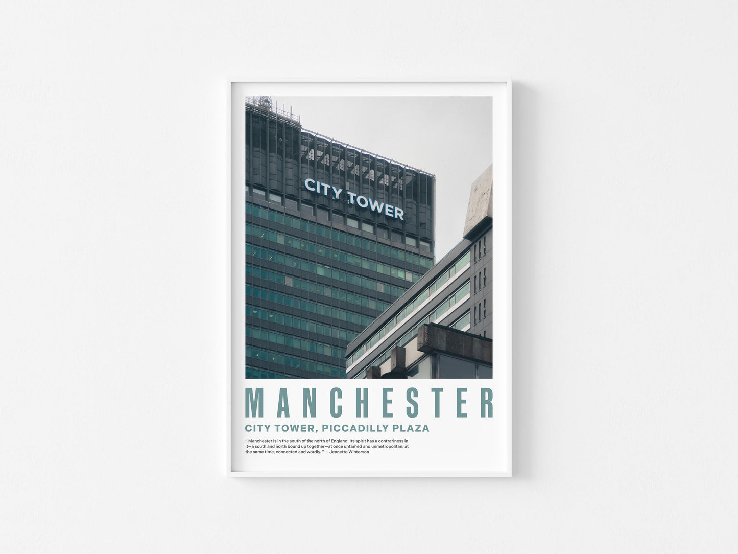 City Tower Print with Quote (A3/A4) - Manchester, UK - Modernist / Brutalist / Mid-Century / Architectural / Travel / Photographic Interest