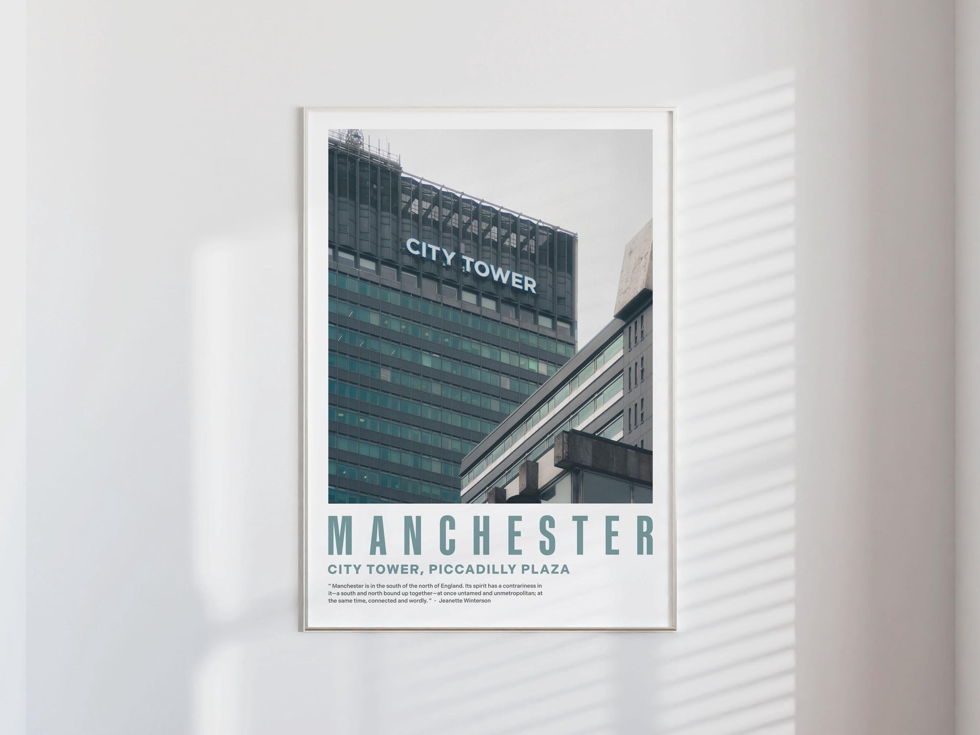 City Tower Print with Quote (A3/A4) - Manchester, UK - Modernist / Brutalist / Mid-Century / Architectural / Travel / Photographic Interest